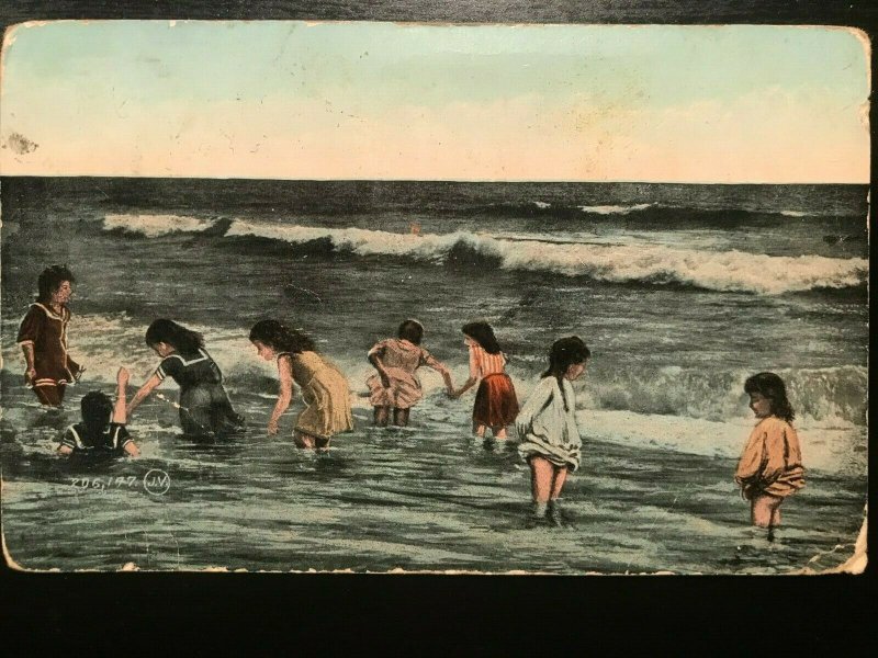Vintage Postcard 1907-1915 Children on the Beach