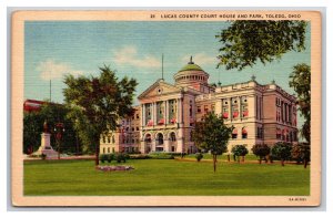 Lucas County Court House Square Toledo Ohio OH UNP Linen Postcard N24