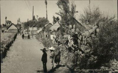 XOCHIMILCO MEXICO Village Street Scene Old Photo RPPC