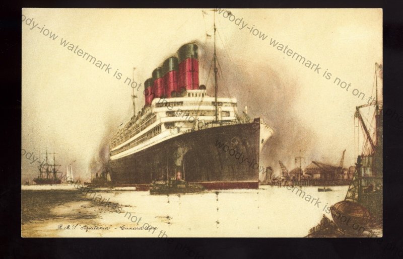 LS4485 - Cunard Liner - Aquitania - built 1914 - postcard