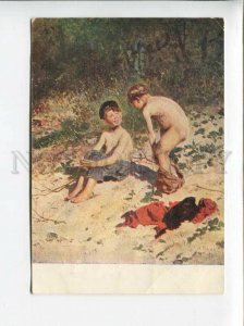 3090568 Two NUDE Boys on Beach by MAKOVSKY vintage Russian PC