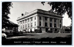 West Union Iowa IA Postcard RPPC Photo Court House Building c1940's Vintage
