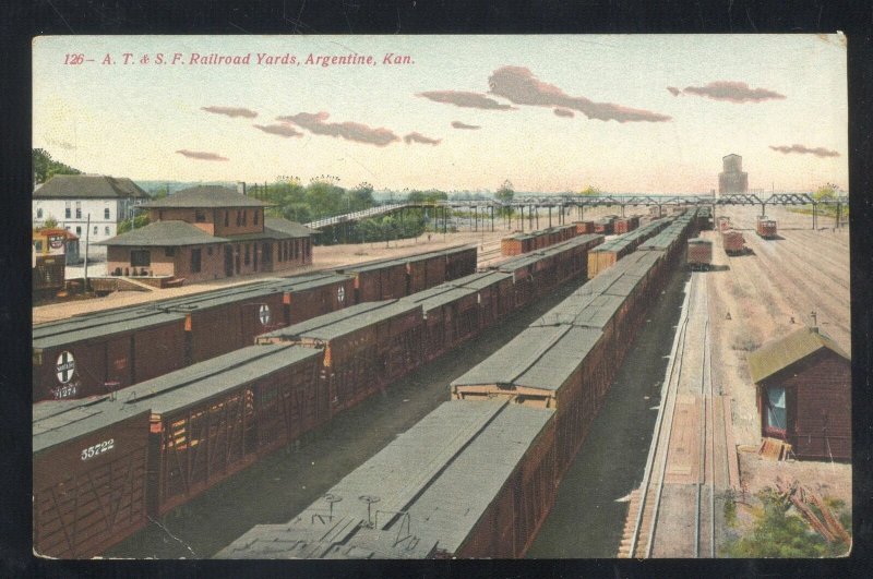 ARGENTINE KANSAS AT&SF RAILROAD DEPOT TRAIN STATION VINTAGE POSTCARD