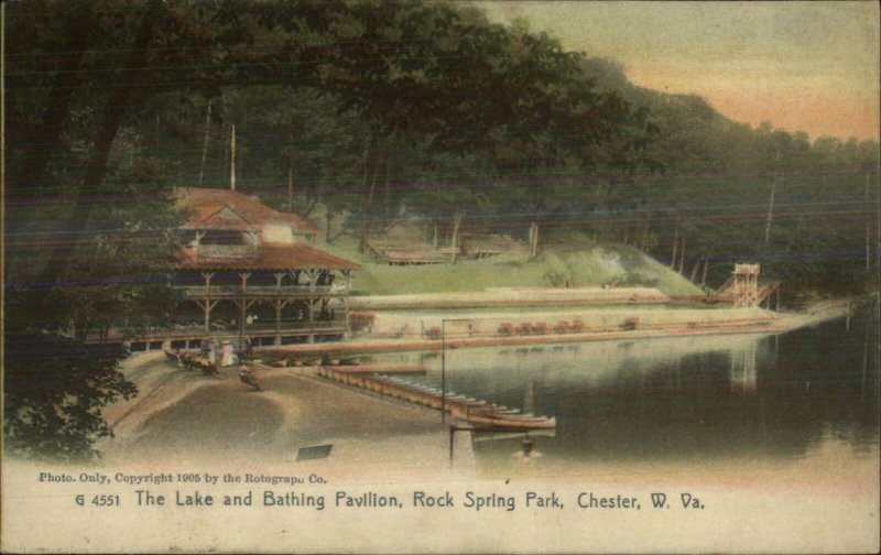 Chester WV Lake Bathing Pavilion 1905 Rotograph G4551 Postcard