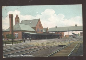 ATCHISON KANSAS UNION RAILROAD DEPOT TRAIN STATION VINTAGE POSTCARD 1910