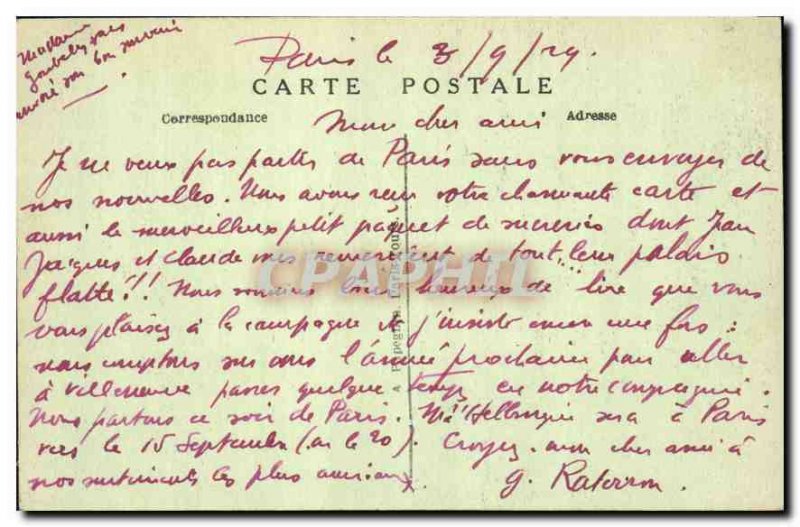 Postcard Old Paris Pantheon