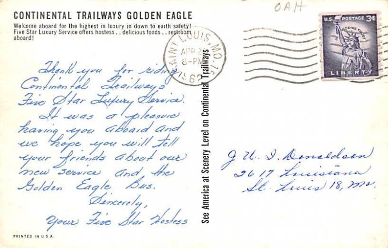 Continental Trailways Golden Eagle Bus 1962 