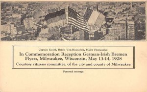 Milwaukee Wisconsin commemoration German-Irish Bremen Flyers antique pc BB1753
