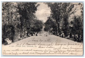 1907 Scenic View Of Forsyth Park Savannah Georgia GA Antique Rotograph Postcard