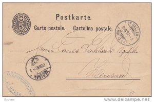 St. Gallen to Herisau Postal Card , Switzerland , PU-1880