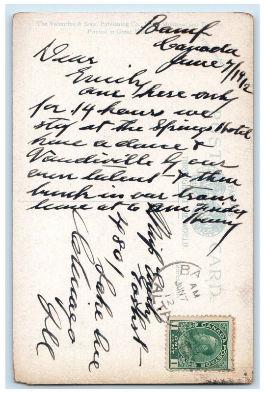 1912 Valley of the Ten Peaks Laggan Alberta Canada Posted Antique Postcard