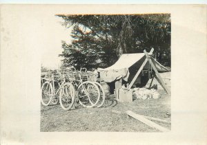 Postcard RPPC C-1910 Bicycles and tent roadside 23-12045