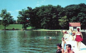 Vintage Postcard  Waterfront Potawatomi Inn Pokagon Street Park Angola Indiana