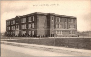 c1940's Milford High School Exterior Scene Milford Delaware Postcard KF12