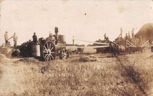 Forest River North Dakota Farming Threshing Scene Real Photo Postcard AA3445