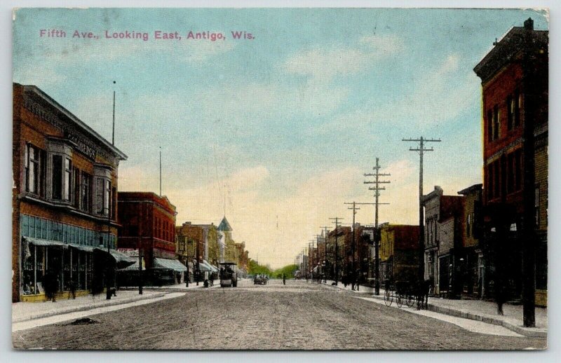 Antigo Wisconsin~Fifth Avenue East~Goldberg's Department Store~Steam Roller~1913 