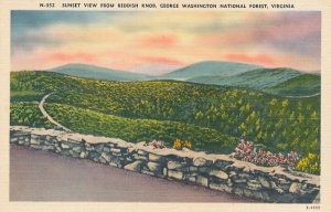 Sunsest View from Reddish Knob Summit Washington Nat. Forest VA Virginia - Linen