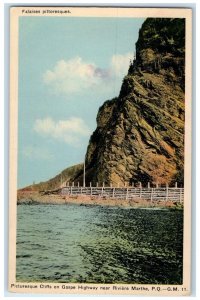 c1950s Picturesque Cliffs on Gaspe Highway Riviere Marthe Quebec Canada Postcard