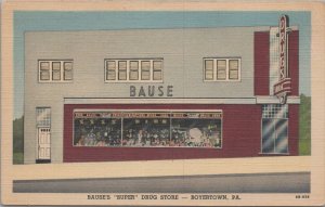 Postcard Bause's Super Drug Store Boyerstown PA