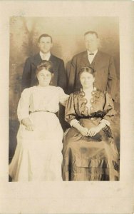 c1910 RPPC Real Photo Postcard Family Portrait Men With Wives Men Women