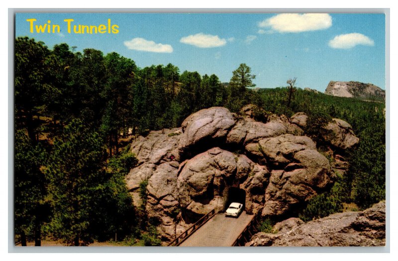 Twin Tunnels Iron Mountain Road South Dakota Aerial View Postcard