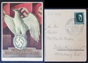 GERMANY THIRD 3rd REICH ORIGINAL POSTCARD NÜRNBERG RALLY 1937 IMPERIAL EAGLE