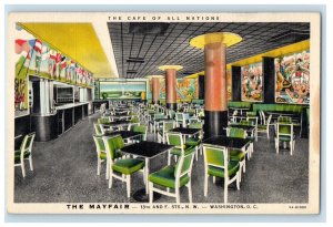 c1940's Flag Painted Wall, Dining Area, The Mayfair Washington DC Postcard