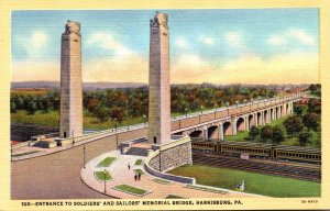 Pennsylvania Harrisburg Entrance To Soldiers and Sailors Memorial Bridge Curt...