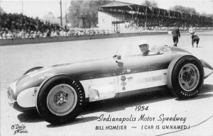 RPPC BILL HOMEIER INDIANAPOLIS MOTOR SPEEDWAY RACE CAR REAL PHOTO POSTCARD 1954