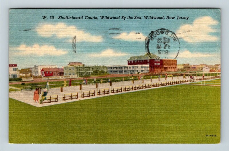 Wildwood NJ, Shuffleboard Courts, Wildwood By Sea, Linen New Jersey Postcard X9 
