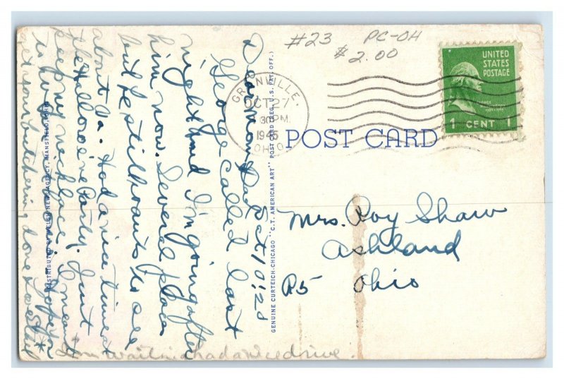 U.S. Post Office Newark Ohio Street View Vintage Postcard P218