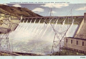 GRAND COULEE DAM, WA FRAMED BY TRANSMISSION TOWERS