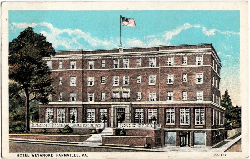 1930 FARMVILLE Virginia VA Postcard HOTEL WEYANOKE 