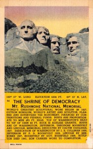 South Dakota Black Hills Mount Rushmore The Shrine Of Democracy 1959 Curteich