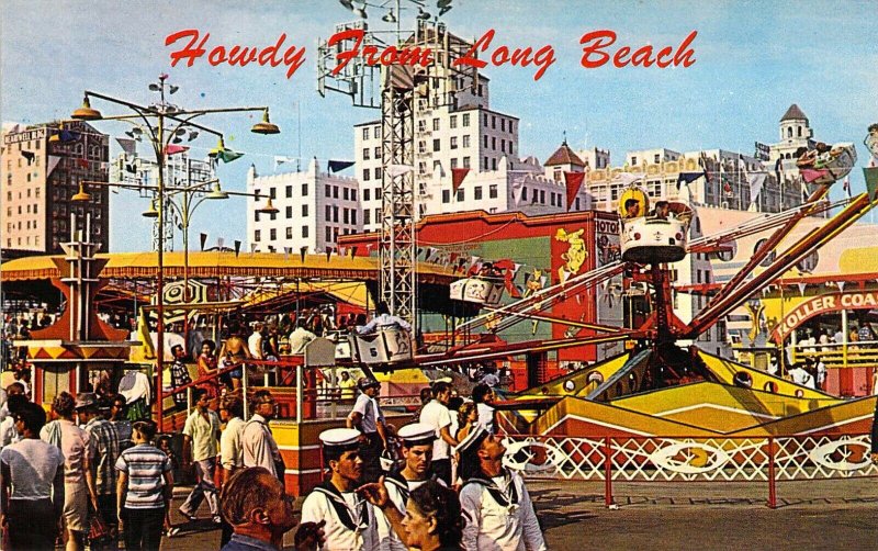 Nu Pike,  Midway area, Long Beach, Amusement Park, Ca, Old Postcard