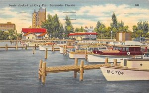 Boats docked at City Pier Sarasota, Florida  