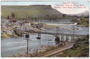 OREGON; Beautiful, Gold Ray Dam on Rogue River Showing Table Rock and Mount P...