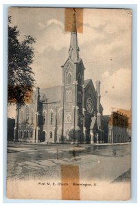 c1905 First M.E Church Bloomington Illinois IL Unposted Antique Postcard 