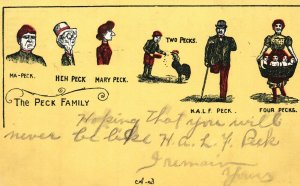 Vintage Postcard The Peck Family Ma Peck Hen Peck Mary Peck Two Pecks Half Peck