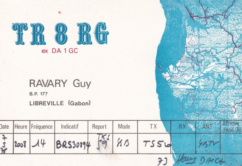 Libreville Gabon France QSL Map Postcard Amateur Radio Card