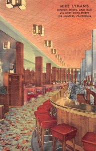 Los Angeles California Mike Lyman's Dining Room and Bar Vintage Postcard AA45119