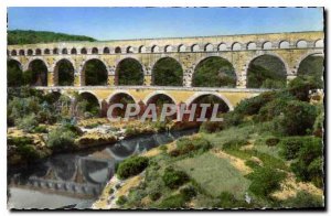 Modern Postcard The Pont du Gard Roman Aqueduct Agrippo split of Emperor Augu...