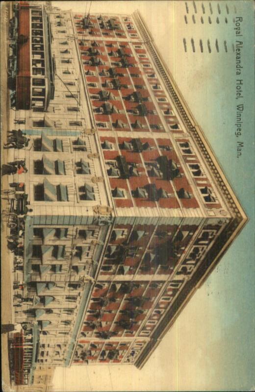 Winnipeg Manitoba Royal Alexandra Hotel Trolleys c1910 Postcard