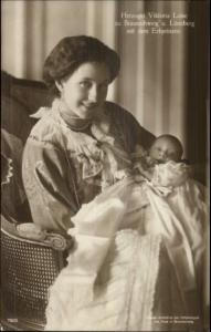 German - Duchess Herzogin Viktoria Luise & Baby c1910 Real Photo Postcard