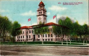 El Paso County Court House Colorado Springs Colo 1c Stamp Postcard WOB Note Vtg 