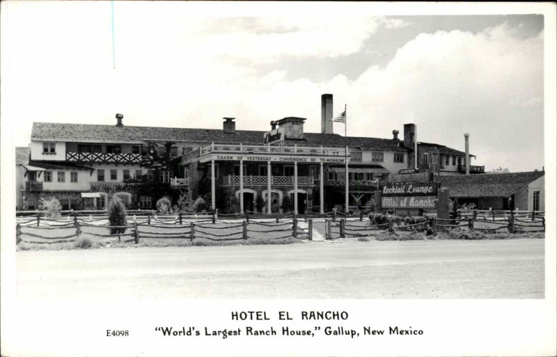 Gallup NM Hotel El Rancho World's Largest Ranch House Real Photo Postcard