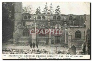 Old Postcard Clermont in Argonne Church deteruite by Germans