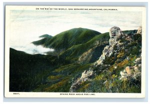 C. 1915 San Bernardino Mountains Big Bear Lake Sphinx Rock Fog CA Postcard F52