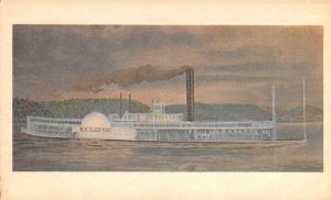 Old Steamboat, Mississippi River,  Eclipse, longest river packet  ever. Old Card