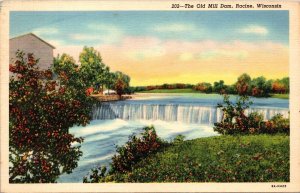 The Old Mill Dam Racine WI Postcard PC124